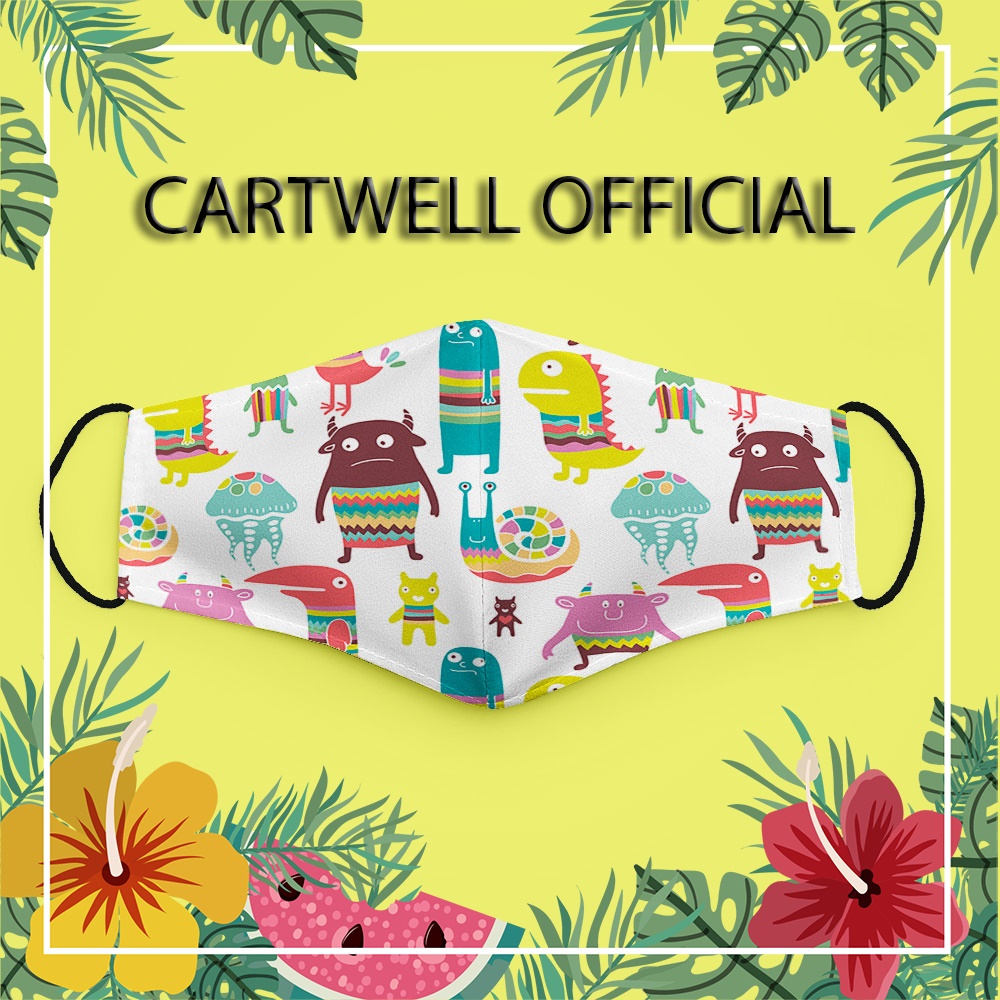Khẩu trang vui nhộn thú cưng trẻ em hoạt hình đáng yêu dễ thương Hình Đẹp CARTWELL dây đeo mềm chất liệu vải mềm dễ thở
