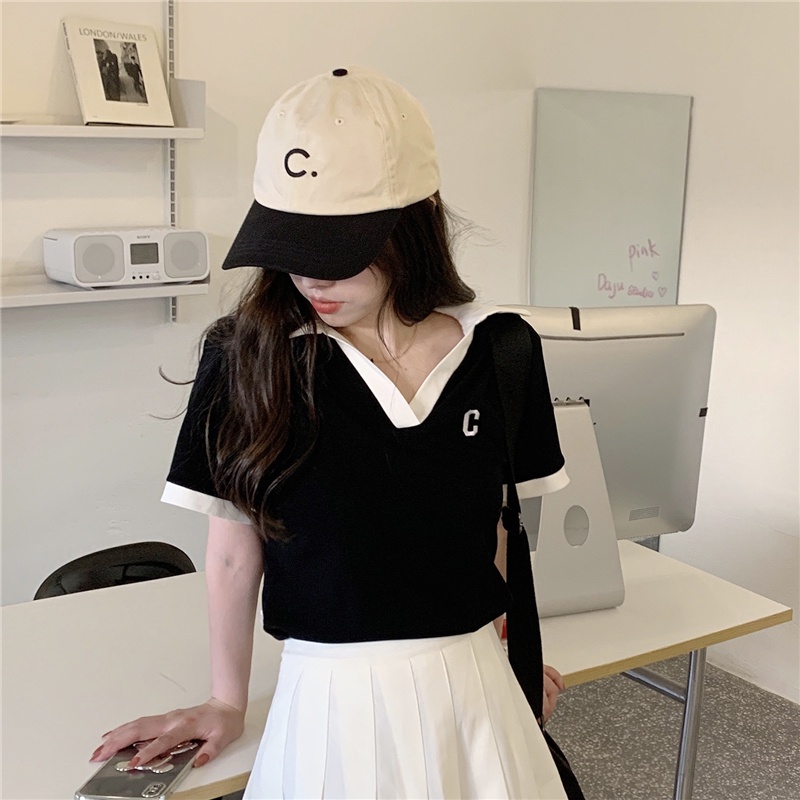 Áo Thun Nữ Ngắn Tay Xếp Ly Màu Sắc Thời Trang Hàn Quốc