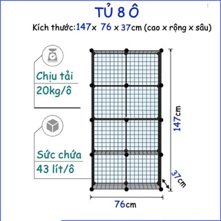 💥TỦ GHÉP LƯỚI SẮT ĐA NĂNG 8 Ô.
