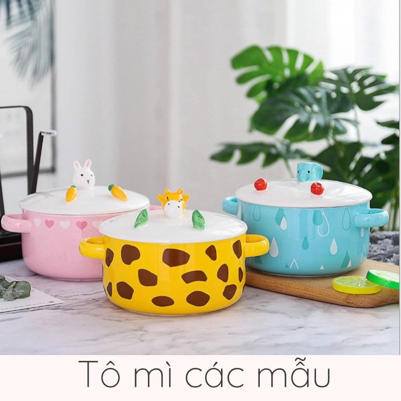 Bộ sưu tập tô sứ ăn mì 800ml Có Nắp Đậy Kiêm Giá Đỡ Điện Thoại