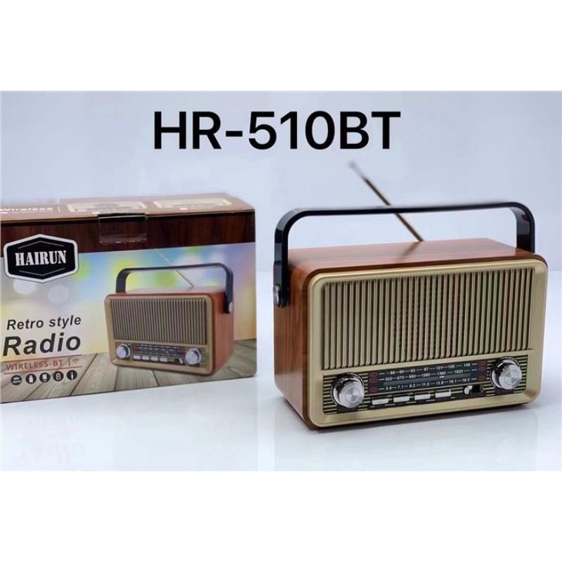 Đài radio AM/FM phong cách hoài cổ điển Hairun HR-510BT/HR-511BT . Loa có kết hợp BLUETOOTH USB THẺ NHỚ ̉