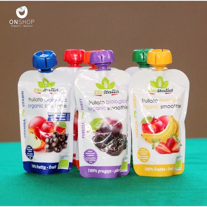 date 4/2023 Trái cây nghiền Smoothies hữu cơ Bioitalia 120gr