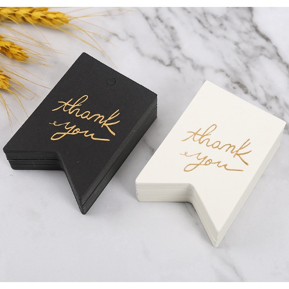 Set 50 tag treo trang trí hộp quà tặng đen trằng hình tròn, lá, thẻ dài tiện dụng