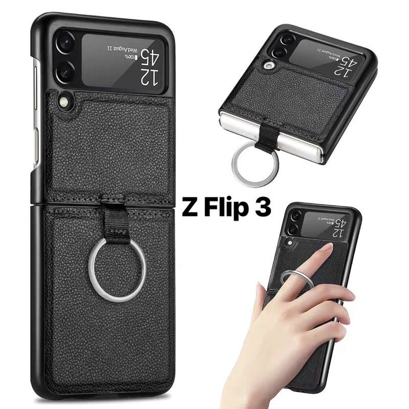 Ốp lưng da LIKGUS kèm móc đeo iring cho Samsung Z FLIP 3 , Z FLIP 3 5G