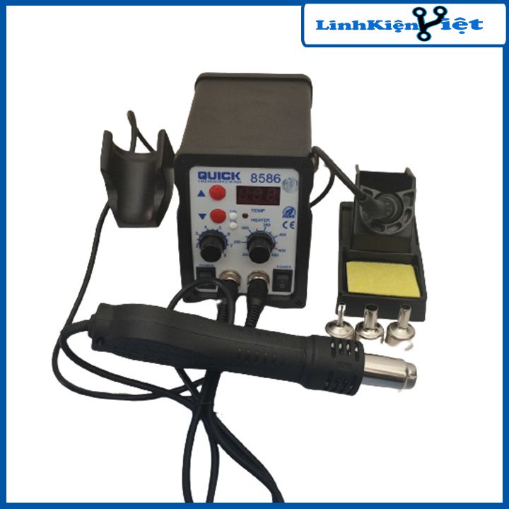 Máy hàn khò điện tử QUICK 8586 2 trong 1 điện áp 220V chỉnh nhiệt công nghệ mới