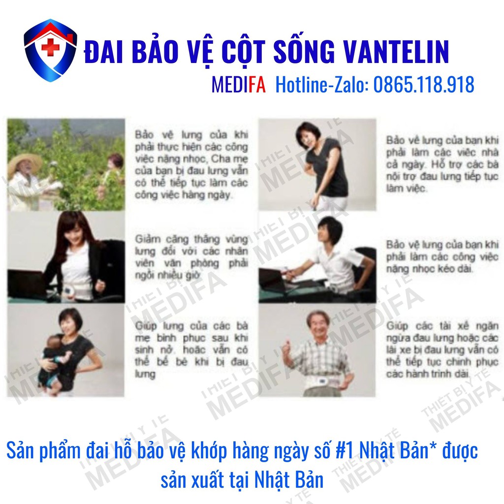 Đai Bảo Vệ Cột Sống Thắt Lưng Vantelin - Thiết Kế Của Nhà Vật Lý Trị Liệu - Đai Hỗ Trợ Khớp Số 1 Nhật Bản - Chính Hãng