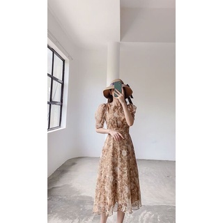 Váy tay lỡ nhún cổ tròn