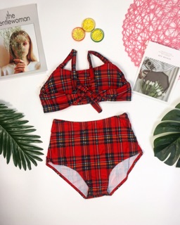 Bikini caro đỏ mẫu mới( kèm hình thật)