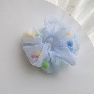 Dây cột tóc vải lụa chiffon màu xanh dương