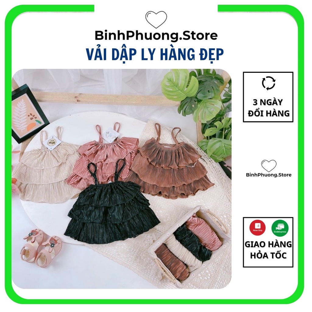 Đồ Bộ Cho Bé Gái 2 Dây Binhphuong.Store M43 Vải Dập Ly Loại 1 Dạ Hội Dự Tiệc Quần Áo Trẻ Em Bé Gái Từ 1 2 3 4 Tuổi