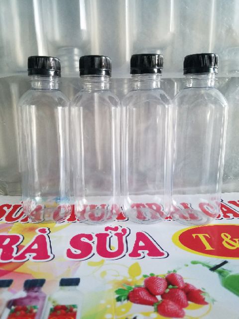 100 chai nhựa vuông nắp đen 300ML | BigBuy360 - bigbuy360.vn