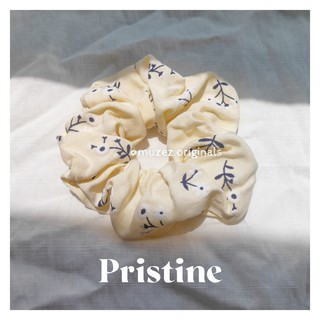Pristine - Dây buộc tóc Scrunchies hoa nhí nền kem