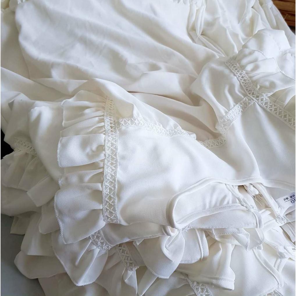 Váy bầu dự tiệc - Đầm bầu công sở màu trắng chất đũi hàn freesize tới 70kg BN40