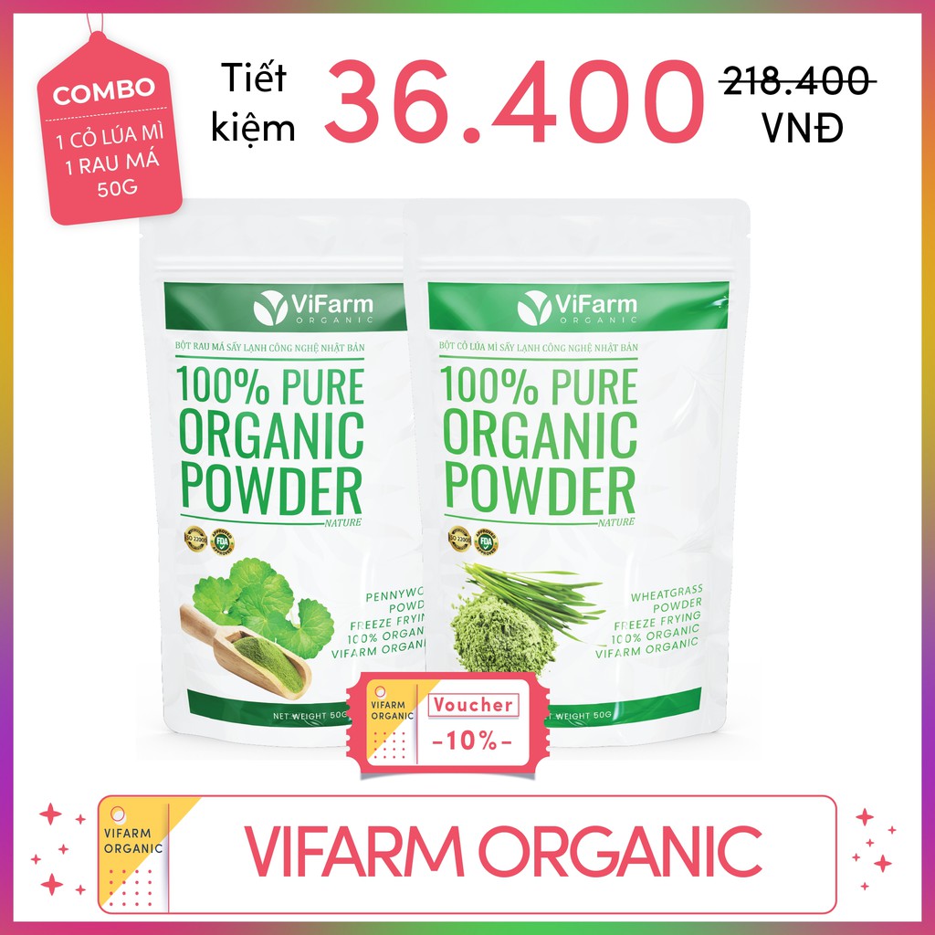 Bột Cỏ Lúa Mì Nguyên Chất 100% ViFarm 50Gram