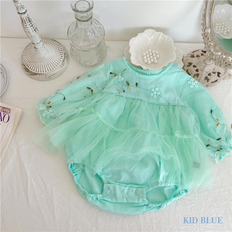 Bộ Áo Liền Quần Tam Giác Vải Mềm Thêu Họa Tiết Thổ Cẩm Dễ Thương Cho Bé Gái