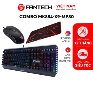 Combo FANTECH Hardcore Phím Cơ MK884 + Chuột Gaming X9 / X4s + Lót Chuột Full-sized MP80 - Phân Phối Chính Hãng