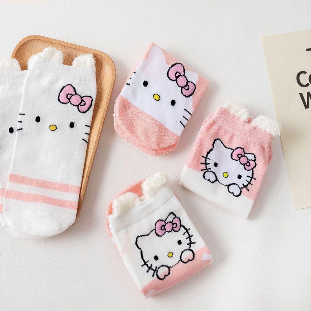 AROMA Vớ Trắng Mềm Cao Đến Mắt Cá Chân Thoáng Khí In Họa Tiết Hoạt Hình Chất Lượng Cao Cho