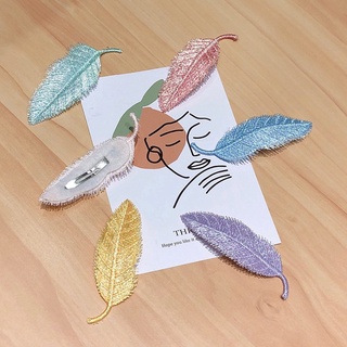 Kẹp tóc iFIT thêu hình chiếc lá dễ thương phong cách Hàn Quốc