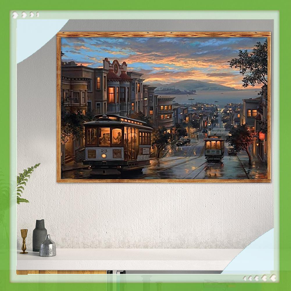 Bộ tranh đính đá 5D DIY hình phong cảnh đường phố yên tĩnh | BigBuy360 - bigbuy360.vn