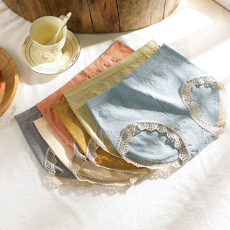Quần lót cotton co dãn 8 chiều vải nhún viền ren sexy rẻ đẹp mỏng nhẹ