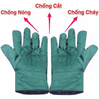 COmbo 10 đôi Găng tay vải kaki dày chống nóng, chống thấm, chống đứt tay