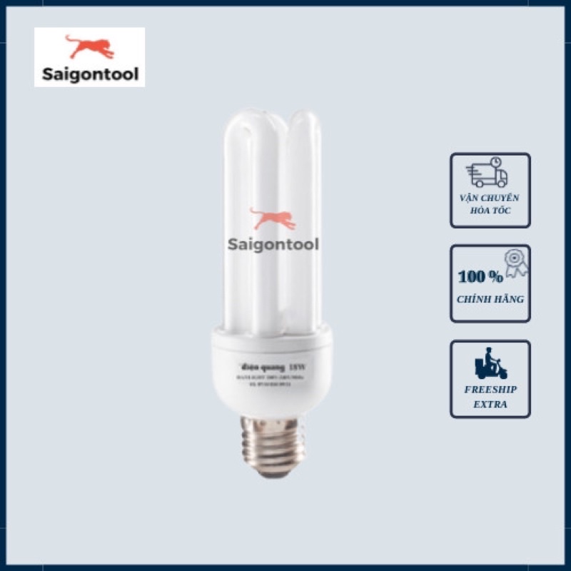 Bóng đèn Compact Điện tử Điện Quang 3U 18W Đuôi đèn chuẩn E27