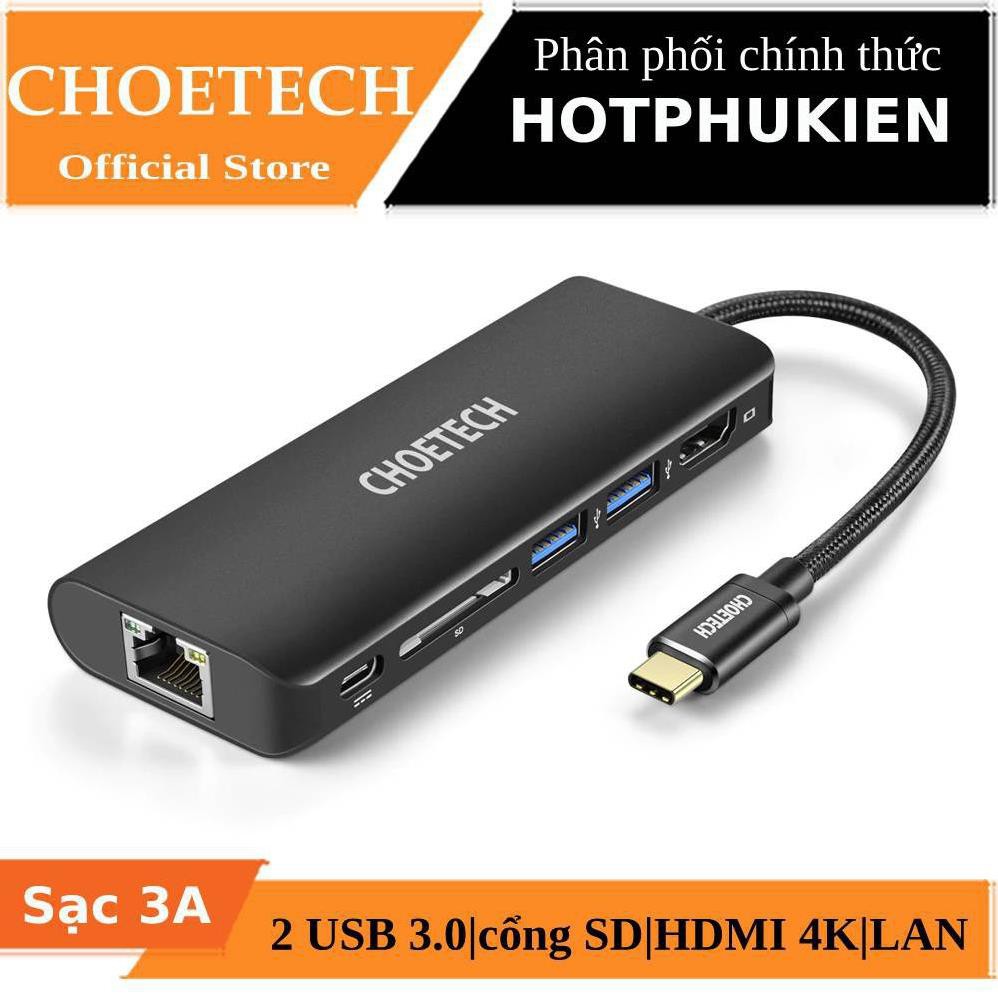 Hub sạc nhanh PD Type-C chia cổng đa năng 6 in 1 hiệu CHOETECH M05 cho Macbook / điện thoại - Hàng chính hãng