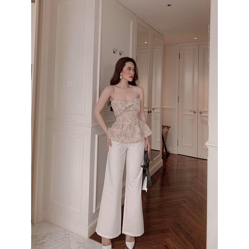 [TANA'S] Áo peplum 2 dây nơ to xoắn ngực sang trọng (màu da)