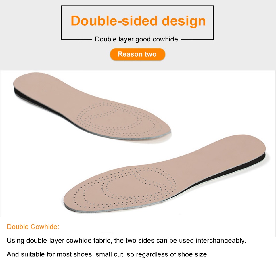 Miếng Lót Giày Da Bò Hai Mặt Thấm Hút Mồ Hôi Thoáng Khí Tăng Chiều Cao Chống Trượt Thoáng Khí