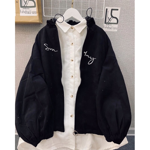 Hoodie nhung tăm nữ dáng rộng 3 màu đen xanh kem áo khoác học sinh tuổi teen quà sinh nhật tặng bạn gái