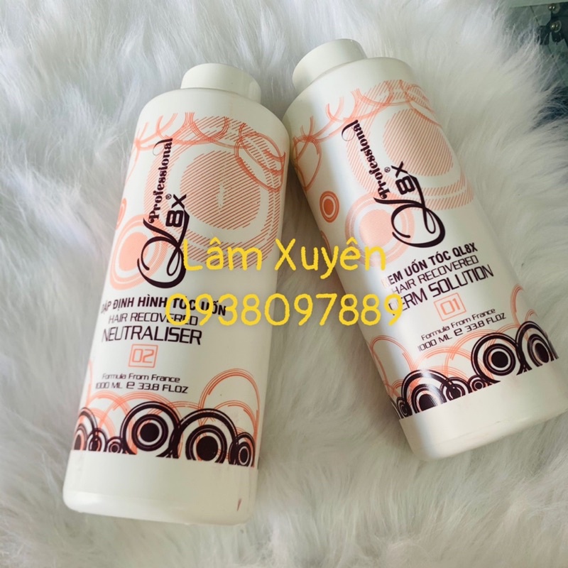 Thuốc uốn tóc CHÍNH HÃNG QL8X cặp 1000ml, uốn nóng sinh học, hương thơm. cung cấp collagen bóng tóc, link tóc xoăn lâu