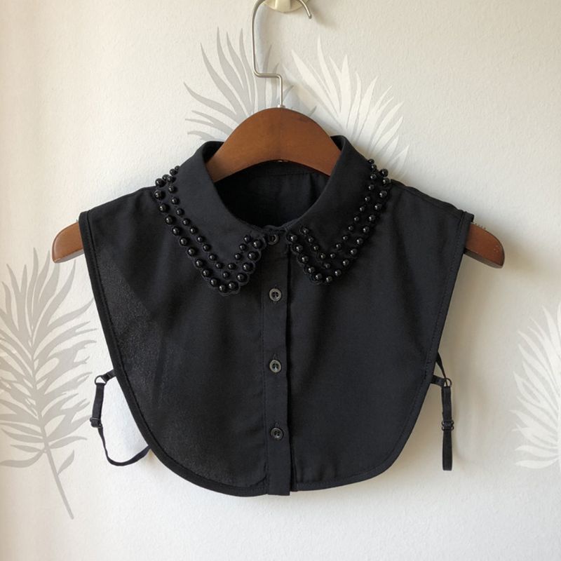 Yoioi Cổ Áo Sơ Mi Voan Đính Ngọc Trai Giả Thời Trang Vintage Có Thể Tháo Rời Cho Nữ