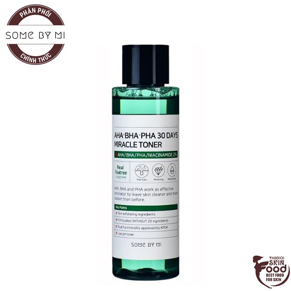 Nước hoa hồng giảm mụn, làm sạch, loại bỏ da chết Hàn Quốc Some By Mi AHA-BHA-PHA 30 Days Miracle Toner 150ml