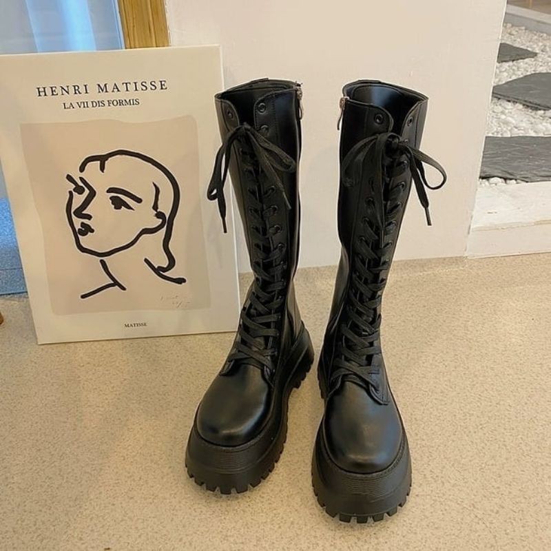 (HÀNG CÓ SẴN - ẢNH THẬT FEEDBACK) PLATFORM HOLO ZIP BOOTS - BOOTS CỔ CAO ĐAN DÂY KÉO KHÓA ĐẾ 5CM | BigBuy360 - bigbuy360.vn