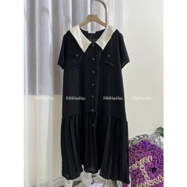 Váy Bầu Đầm Bầu Cổ Sơ Mi- Chân Xếp Li Điệu Đà Xinh Xắn Dễ Thương A122 Lin Store66