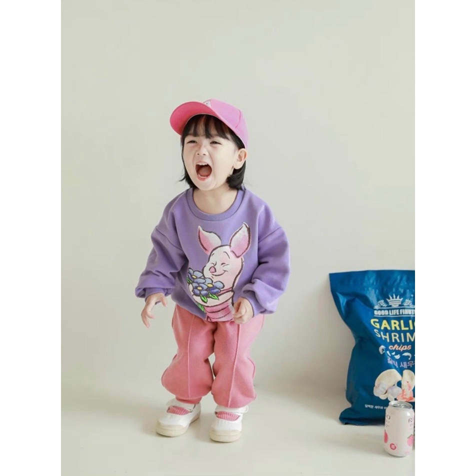 Áo bé gái Combo 3 áo nỉ bông hoạt hình disney cổ tròn chất dày dặn ấm áp