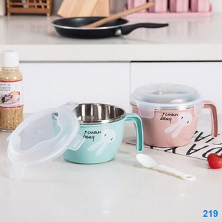 2021 ™▣Hộp cơm ăn trưa cho học sinh bát cháo sáng bằng thép không gỉ 304 dặm bổ sung hoạt hình chống bỏng cách nhiệt 1