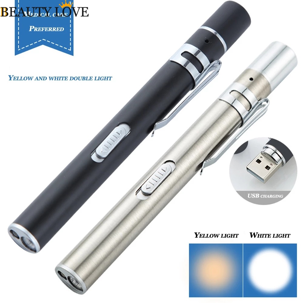 Bút Đèn Pin LED Hai Đầu Mini Bằng Thép Không Gỉ Có Thể Tái Sử Dụng Cho Gia Đình / Ngoài Trời