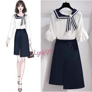 Chán váy chữ A dáng dài cạp may gập đính cúc ngọc lệch tà đen, xanh than, trắng, xanh ghi đủ size/chân váy dài công sở