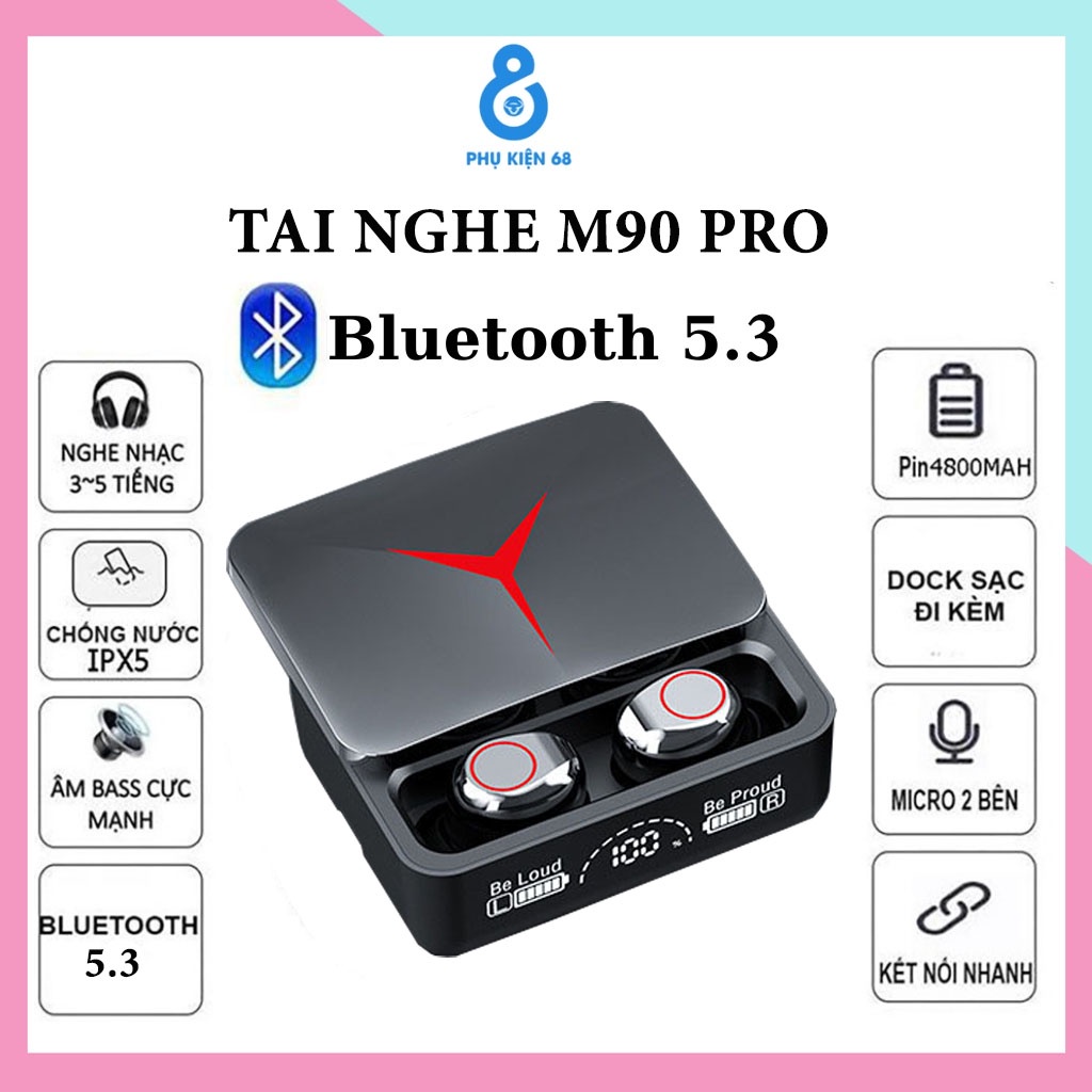 Tai Nghe Bluetooth M90 Pro TWS Tai Nghe Nhét Tai Tích Hợp Micro Âm Thanh Nổi HIFI Với Thanh Trượt Hiển Thị Màn Hình Led