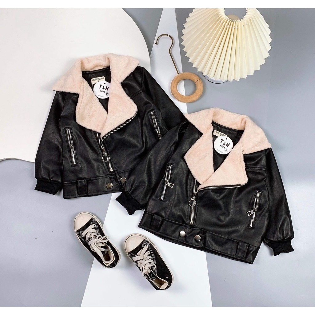 Áo da mỏng cổ lông Bipu dành cho bé siêu sinh dành cho bé diện đi chơi