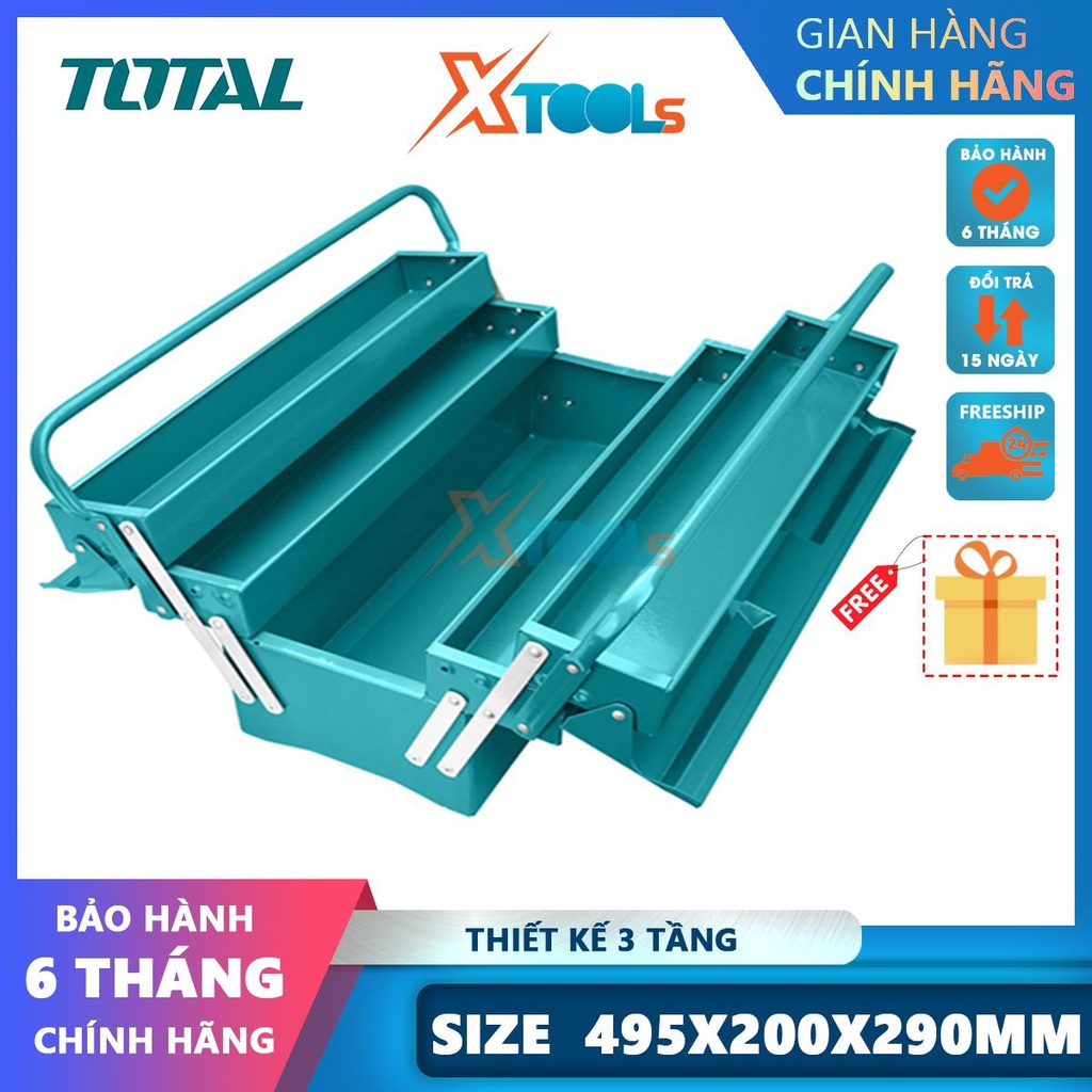 Hộp đựng dụng cụ đa năng TOTAL THT10701 495x200x290mm hộp đồ nghề 3 tầng tấm thép dày 0.6~0.8mm [CHÍNH HÃNG][XTOOLS]
