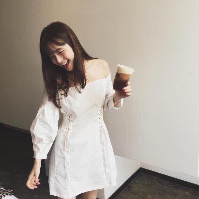 💕ĐẦM BẸT VAI TRẮNG ĐAN DÂY EO 💕