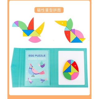 Đồ Chơi Xếp Hình Tangram ⚡ SIÊU SALE ⚡ Sách Ghép Hình Có Nam Châm Cho Bé Phát Triển Tư Duy