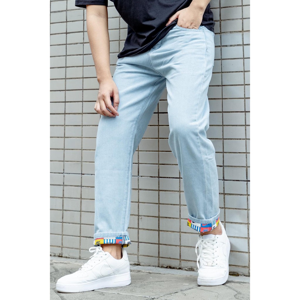 quần baggy jean nam, ống suông rộng, “IN HOẠ TIẾT LOGO” các thương hiệu style cá tính