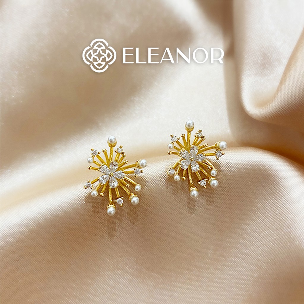 Bông tai nữ chuôi bạc 925 Eleanor Accessories hình hoa đính đá phụ kiện trang sức 5810