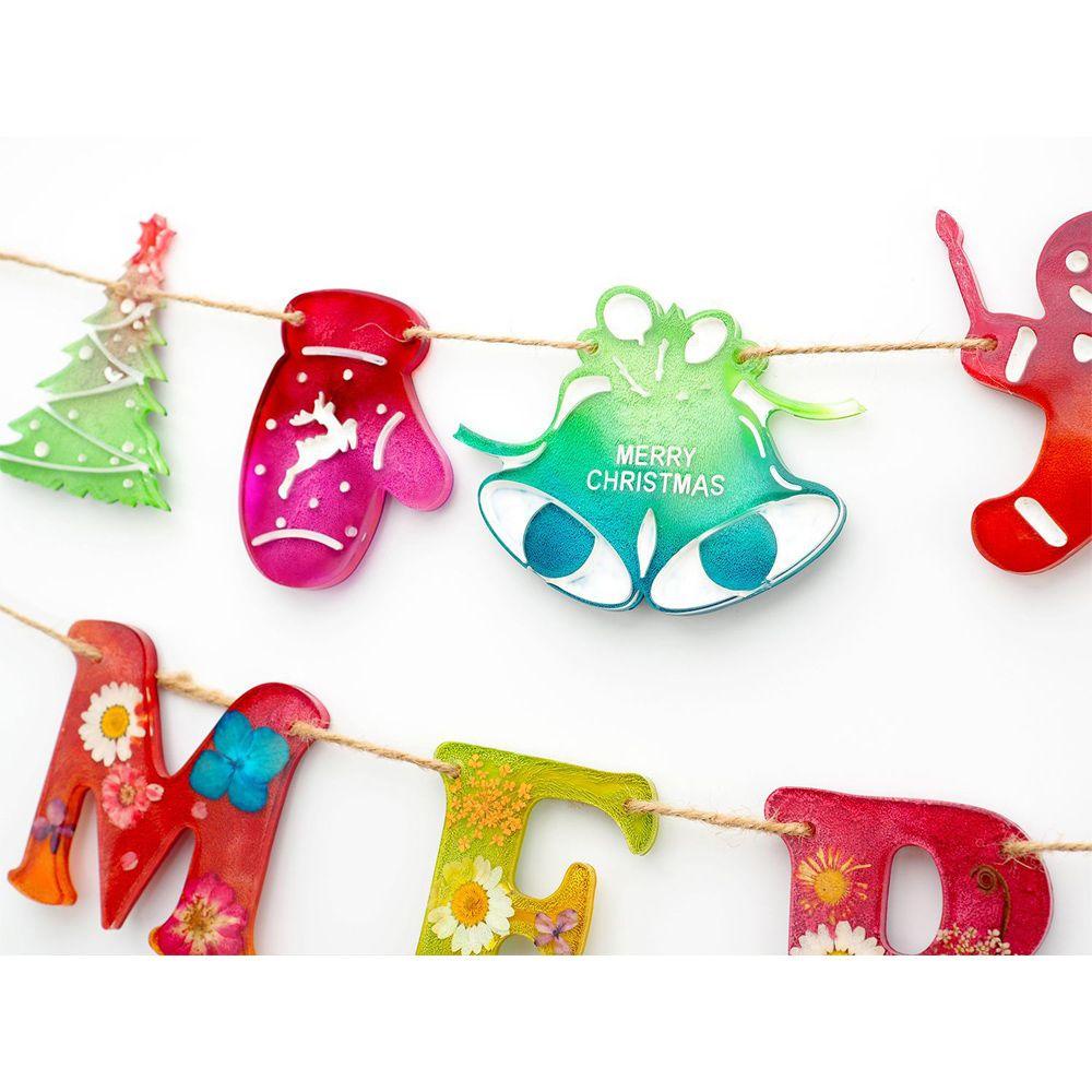 Khuôn Làm Lá Cờ Bằng Epoxy Resin Hình Ông Già Noel Giáng Sinh DIY