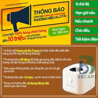 Nồi cơm điện mini ALOTA 2,5 lít N33 8 chế độ nấu: thay nồi nấu cháo, chè, hấp - Shop 3B Care