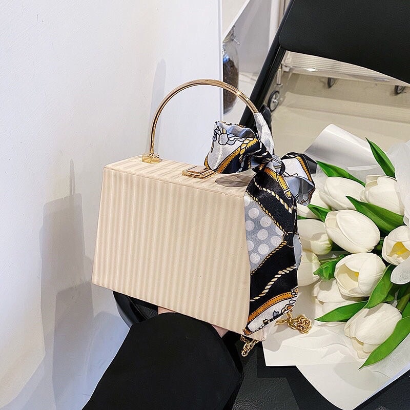 Túi đeo chéo túi cầm tay hình hộp kèm khăn siêu xinh