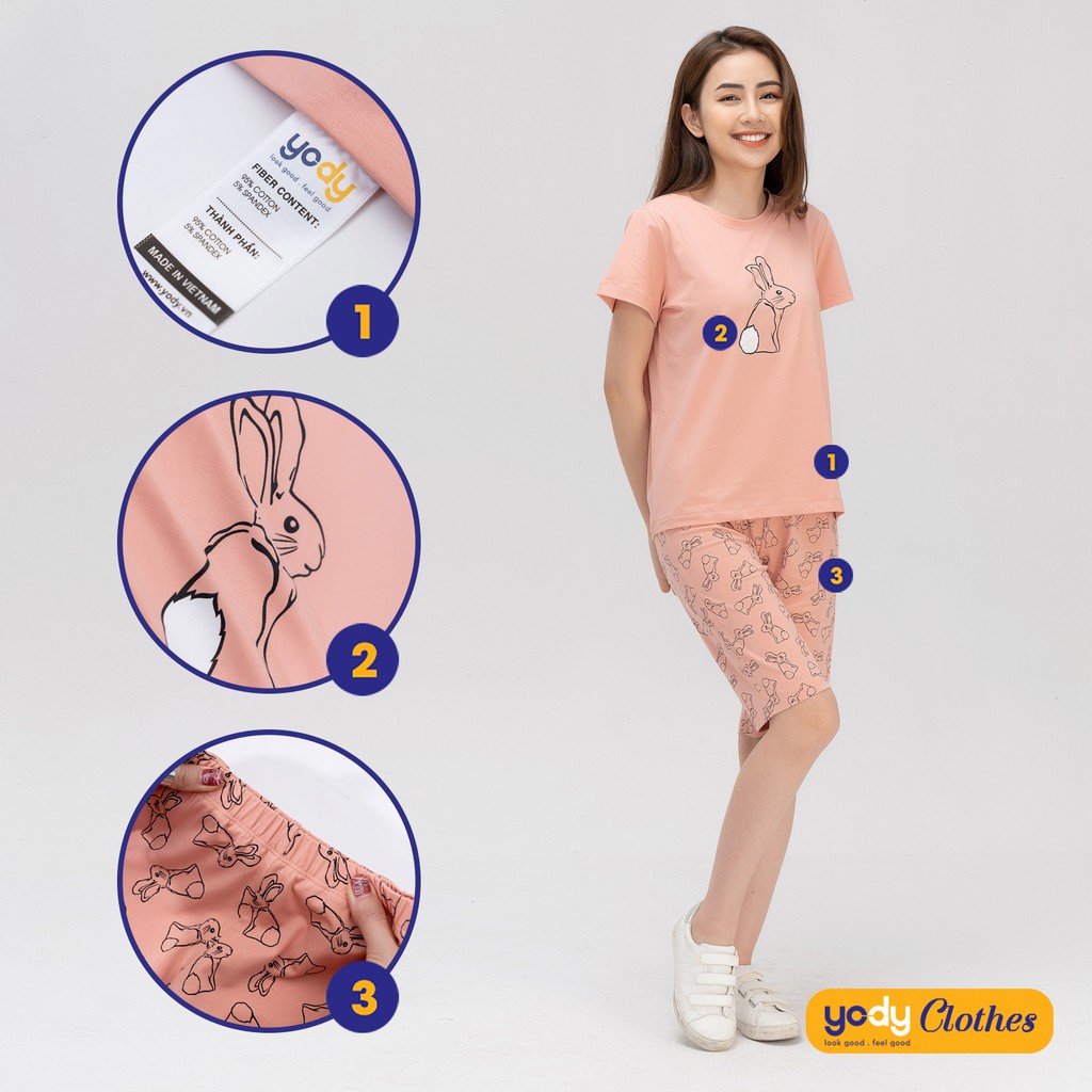 Bộ đồ nữ YODY in hình thỏ cho mẹ trẻ trung BDN3170 | BigBuy360 - bigbuy360.vn